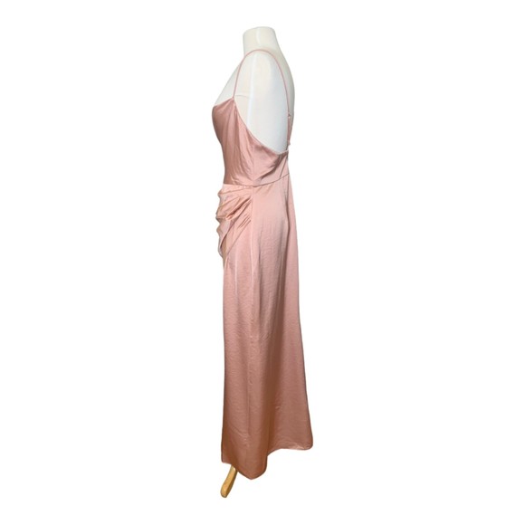 NWT Significant Other Aria Gathered Satin Maxi Dress in Nougat Size 8 Slit Hem - Picture 6 of 12